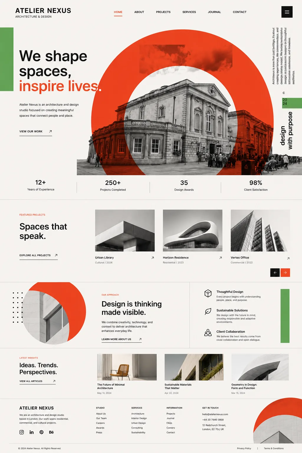 Atelier Nexus web sitesi mockup