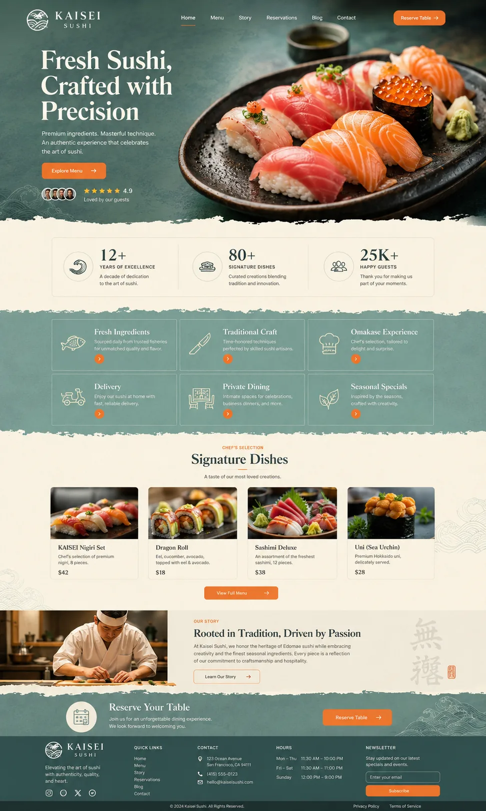 Kaisei Sushi web sitesi mockup