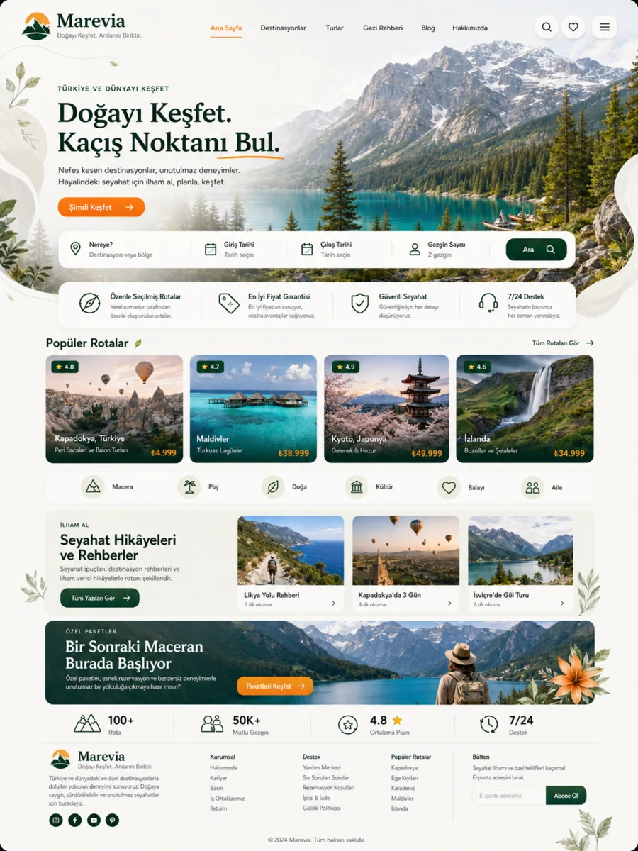 Marevia / Discovery Variant web sitesi mockup