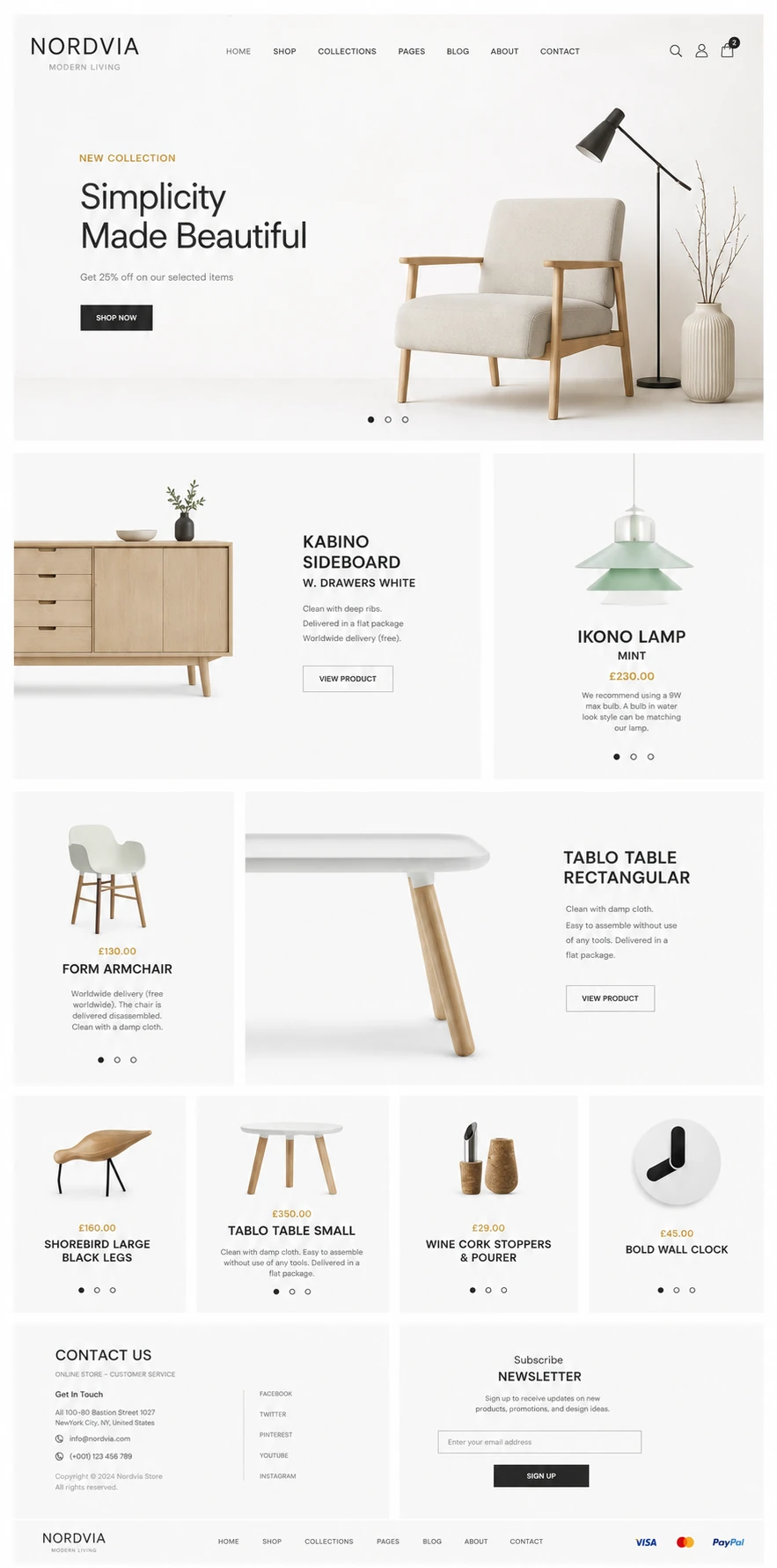 Nordvia Modern Living web sitesi mockup