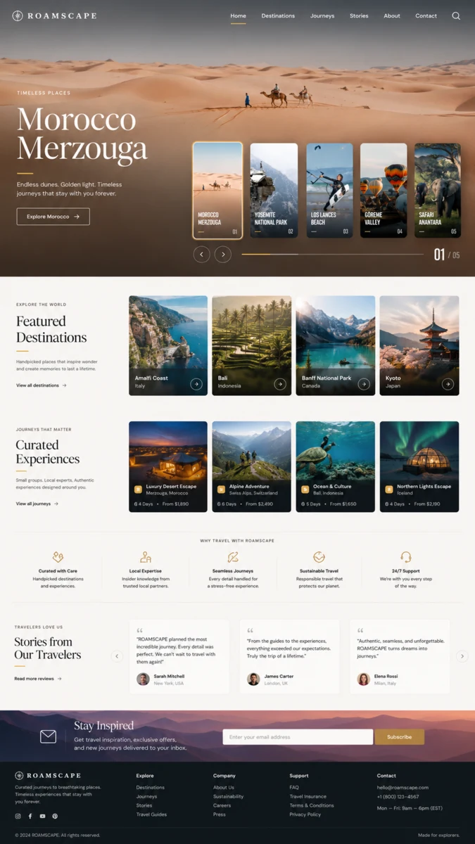 Roamscape / Desert Variant web sitesi mockup