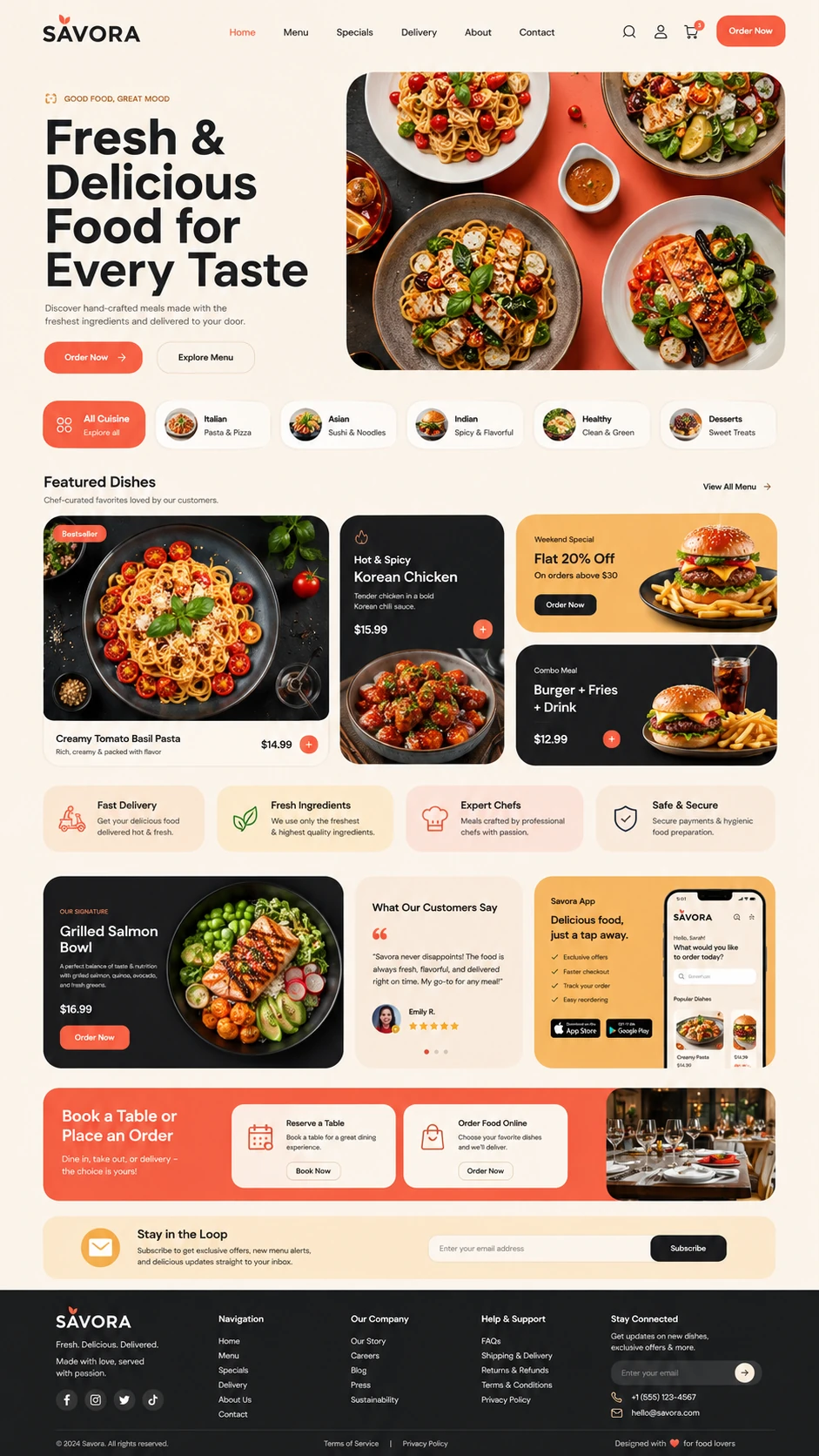Savora web sitesi mockup