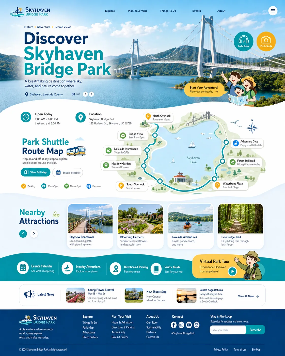 Skyhaven Bridge Park web sitesi mockup