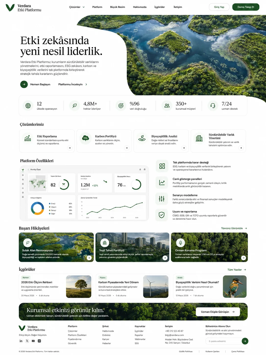 Verdara Etki Platformu web sitesi mockup