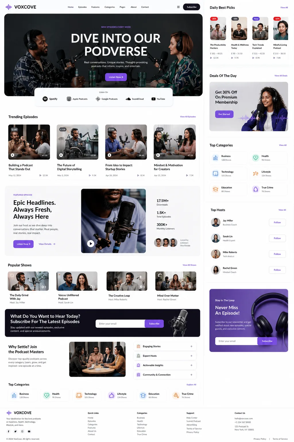 VoxCove web sitesi mockup